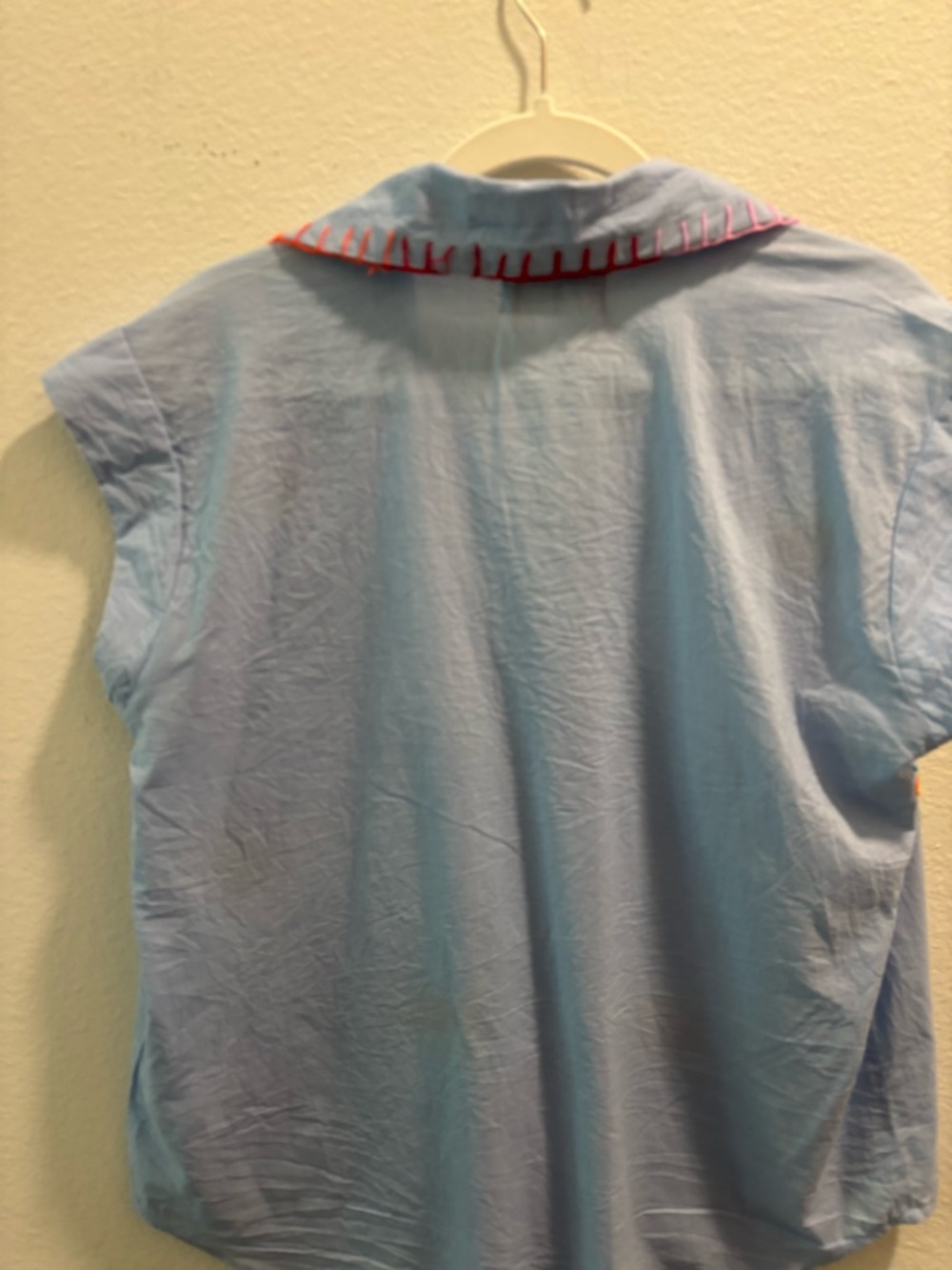 NWT Orlinn Paris Blue Embroidered Eye Button-Up Top, one size - Picture 5 of 6